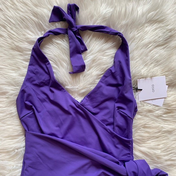 New ONIA Elena One-Piece Wrap Halterneck Swimsuit - Picture 8 of 13